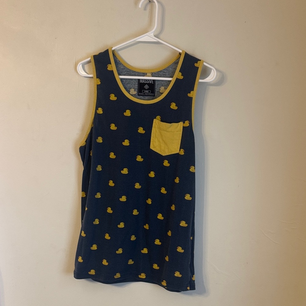 Yellow Duck Print Men's Tank Top